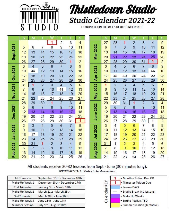 Thistledown Studio Calendar